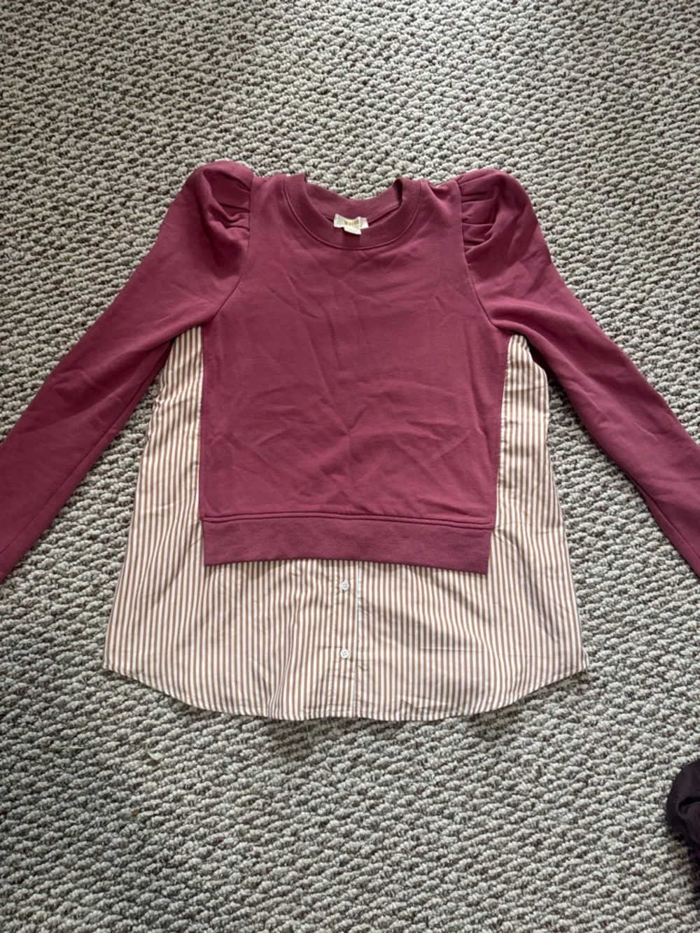 Layered Look Pullover with Striped Shirttail
